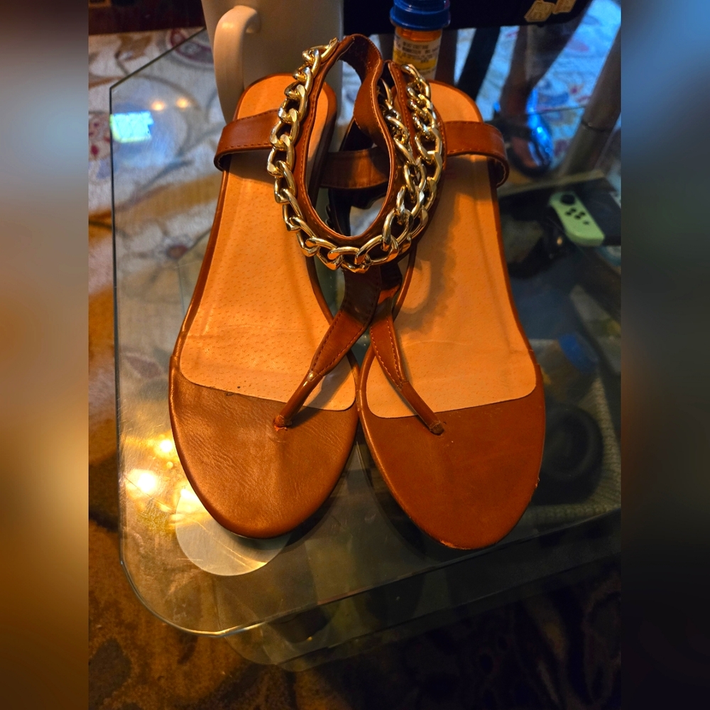 JUSTFAB brown size 8 1/2 small Wedge Sandal